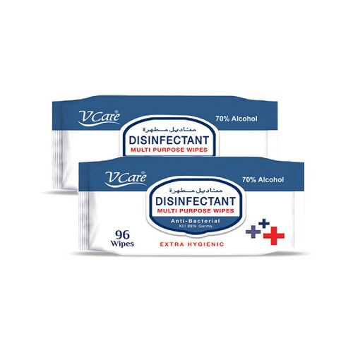 V Care Anti Bacterial Wipes 96's (Pack of 2)