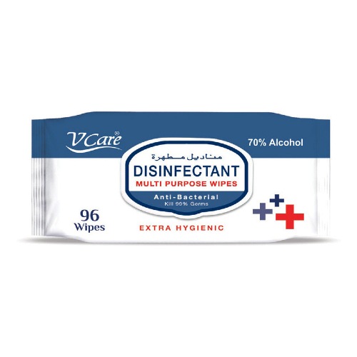 V Care Anti-Bacterial Wipes 96's - 70% Alcohol