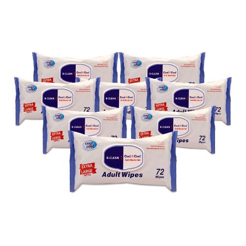 Extra Large Size Adult Cleaning Wipes 72's (Pack of 8)