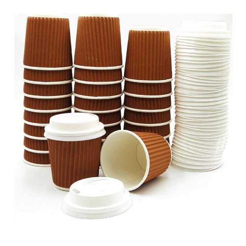 Disposable Brown Coffee Cups 4 oz (With Lid)