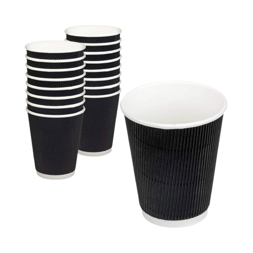 Disposable Black Coffee Cups 8 oz