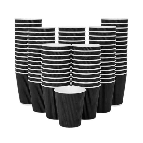 Disposable Black Coffee Cups 12 oz