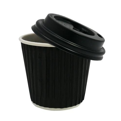 Disposable Black Coffee Cups 4 oz (With Lid)