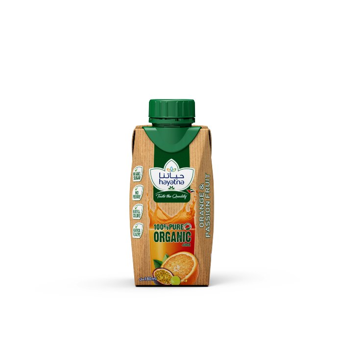 Hayatna Organic UHT Orange & Passion Fruit Juice 180ml